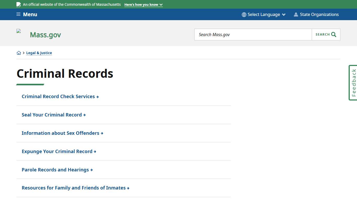 Criminal Records Mass.gov